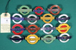 14x London Transport bus related enamel cap badges by Gaunt, Firmin, etc. 2x Tram & Trolleybus staff