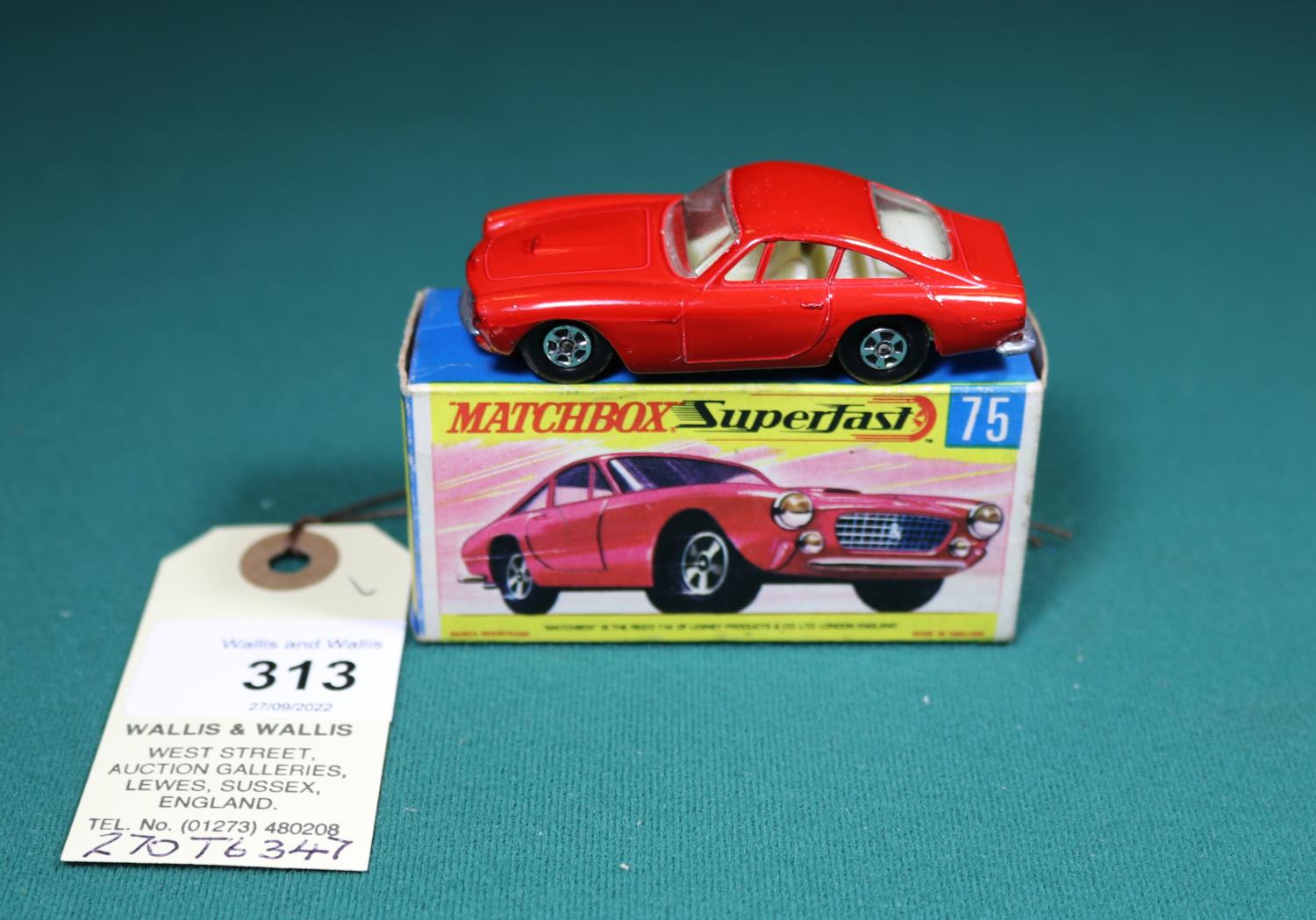 Matchbox Superfast No.75 Ferrari Berlinetta. An example in bright red with painted grille, off white