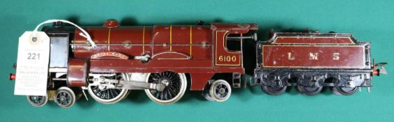 A Hornby Series O gauge No.3 clockwork LMS Royal Scot 4-4-2 tender locomotive, 6100, in lined maroon