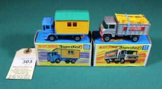 2 Matchbox Superfast. No.11 Mercedes Benz Scaffolding Truck. In silver with 'Builders Supply