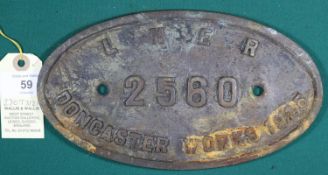 An LNER Locomotive oval brass worksplate from a Gresley Class A1 4-6-2, 2560 Pretty Polly. Built