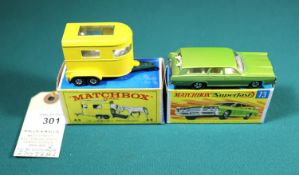2 Matchbox Superfast. No.73 Mercury Commuter estate car, in metallic lime green with white interior,