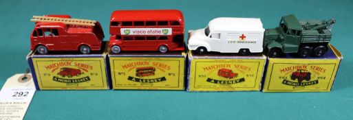 Matchbox series regular wheels, No.5 London Routemaster bus, BP Visco Static in red with plastic
