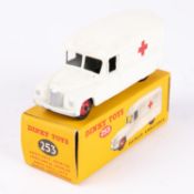 Dinky Toys Daimler Ambulance (253). In white with red crosses and wheels. Boxed, minor wear. Vehicle