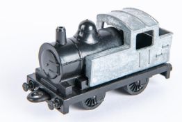 Matchbox 0-4-0 steam locomotive. unspun and unriveted base plate, bare metal body, from Tyco Mount