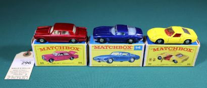 3 Matchbox Series. No.14 ISO Grifo in metallic dark blue with light blue interior, plated wheel hubs