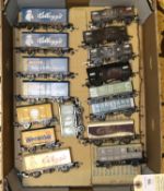 100x OO gauge railway freight wagons by Hornby, Mainline, etc. Including; coal wagons, box vans,