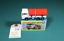 Matchbox Superfast No.58 DAF Girder Truck. An example in off white with red plastic base, red