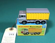 Matchbox Superfast No.47 DAF Tipper Container Truck. An example in metallic silver with yellow