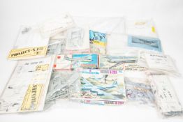 28x unmade plastic kits of aircraft and racing cars by Airfix, Heller, Matchbox, etc. Including some