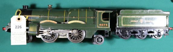 A Hornby Series O gauge electric No.3 4-4-2 tender locomotive for 3-rail running. In GWR lined green