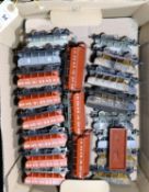 100x OO gauge railway freight wagons by Wrenn, Mainline, etc. All hopper coal wagons. Many useful