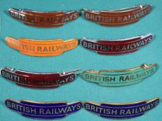 8x BRITISH RAILWAYS totem style cap badges by Gaunt. 2x Eastern Region, 2x Western Region, 2x