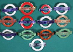 12x London Transport bus related enamel cap badges by Gaunt, Firmin, etc. 3x Tram & Trolleybus staff