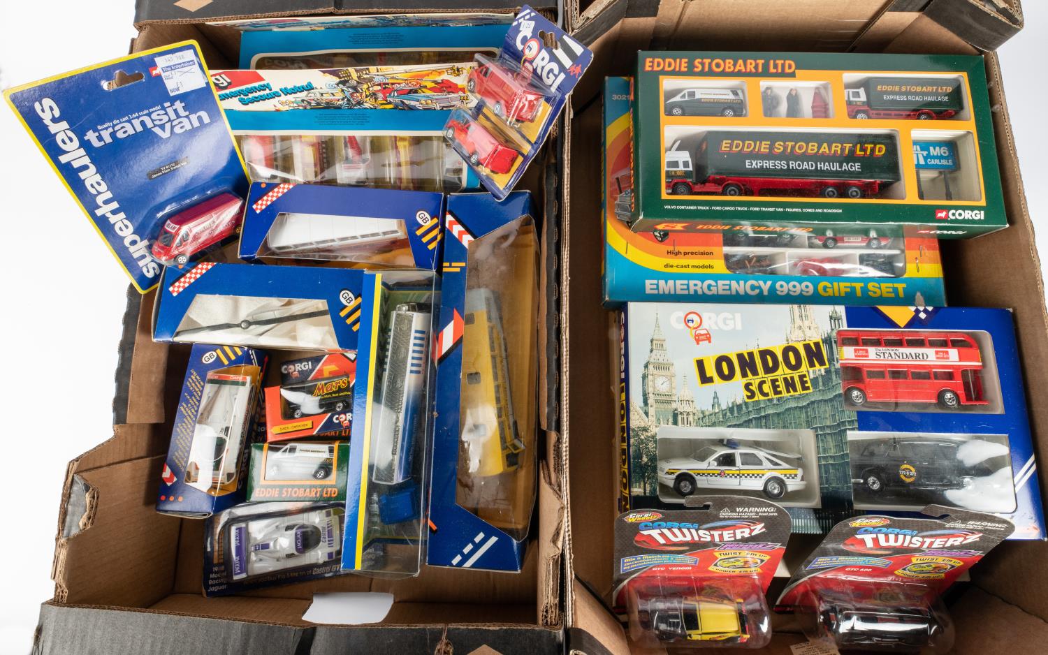 A quantity of Corgi Toys. Including Corgi Juniors: Race Track Special Gift Set containing 7