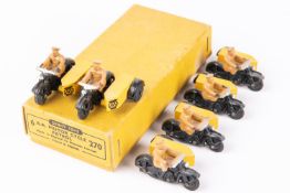 Dinky Toys Trade Pack of 6 A.A. Motor Cycle Patrol (270). In black and yellow with tan rider and A.