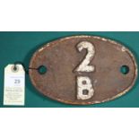 Locomotive shedplate 2B Bletchley in 1950, then Nuneaton 1950-63 and Wolverhampton Oxley 1963-68.