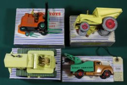 4 Dinky Toys. Commer Breakdown Lorry (25x). Coventry Climax Fork Lift Truck (401). Muir-Hill