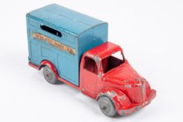 Arbur Cleveland die cast metal "Newmarket" horse box lorry, with red chassis and blue box back