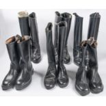 4 pairs of continental cavalry style black boots, and 2 pairs of jackboots. GC £50-60