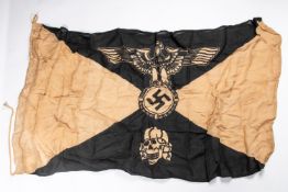 A Third Reich printed SS Panzer flag, 1m x 55cm, eagle and swastika above skull. GC £65-70
