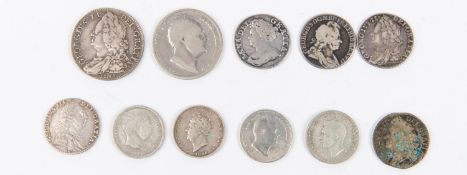 British AR coins: Halfcrown, 1746 Lima, faces of coin VF/NVF, edge legend removed from mounting);