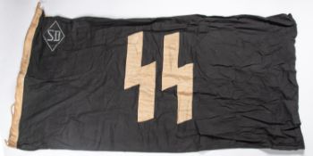 A large Third Reich SD SS flag, 150cm x 85cm, edge marked RIGA 1942. GC £65-70