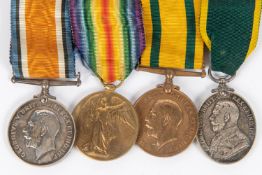 Four: BWM, Victory, Territorial War medal, Territorial Force Efficiency medal, Geo V issue (318041