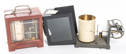 A barograph by Richard Freres, Brevetes, Paris. In wooden case with bevelled glass. Stamped with a
