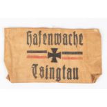 An Imperial German armband: Hafenwache Tsingtau, stamped 1913. GC £65-70