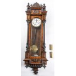 A 19th Century Viennese Regulator clock. Mahogany veneered and ebonised case with 2 train