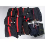 8 military overall trousers with broad red stripes, 3 pairs with narrow red stripes, 2 pairs with