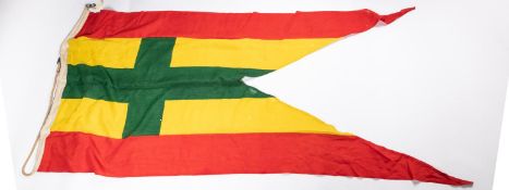 A Third Reich standard of the "Lambda Gr III" green, red and yellow swallow tail guidon, 78" x