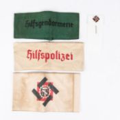A Third Reich Teno printed armband, together with its companion stick pin; 2 printed armbands of