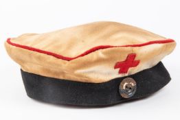 A WWI Imperial German medical orderly's field cap, white with a black band. GC £65-70