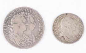 William and Mary Halfcrown, 1689, second shield, caul and interior frosted, no pearls (ESC 509) NF/