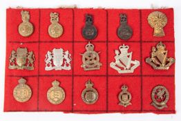 Fifteen yeomanry cap badges, including Westminster Dragoons TY (brass and WM), 3rd County of London,