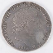 George III AR crown 1819 LIX (no edge stops - ESC 215A) NF, slight edge bump, extremely rare. £40-50