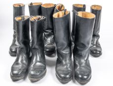 5 pairs of continental black leather jackboots. GC £50-60