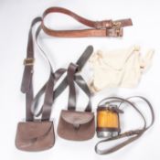 Good quality replica Zulu War naval equipment, brown leather with brass mounts: 2 shoulder belts