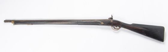 An Indian made military style percussion musket, barrel 34½, the lock stamped with a crown and "