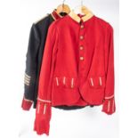 A scarlet Highland ORs frock, KC GS buttons; a post 1902 A M Service tunic, GC (wear and repair to