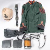 Good quality replica Kings Rifle Corps jacket and FS helmet, also waistbelt and 2 pouches,