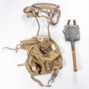 A Third Reich Mountain Troops rucksack, complete with all straps; also an infantry entrenching