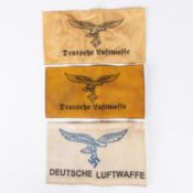 3 different Third Reich Deutsche Luftwaffe armbands, all printed. GC (3) £65-70