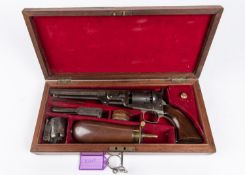 A 6 shot .36" Colt Model 1851 Navy percussion revolver, number 26143 (1855) on all parts except