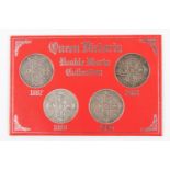 "Queen Victoria Double Florin Collection" comprising four JH dates: 1887 Roman I VF, 1888 VF minor