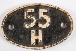 Locomotive shedplate 55H, Leeds Neville Hill 1960-1966. Cast iron plate in good, believed to be