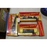 4 Tri-ang Hornby Battle Space series items. A Catapult Plane Launching Car (R.562K). A Multiple