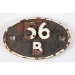 Locomotive shedplate 56B, Ardsley 1956-1965 and Healey Mills 1966-67. Cast iron plate in quite